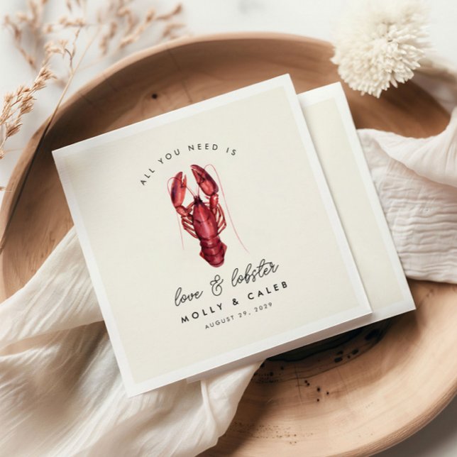 Love and Lobster Seafood Ocean Rehearsal Dinner Napkins (Creator Uploaded)
