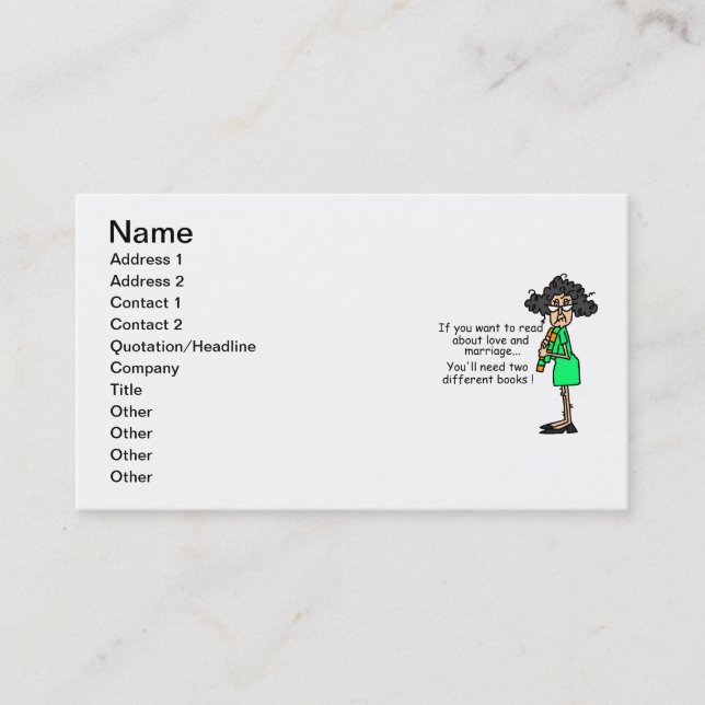 Love and Marriage Humor Business Card (Front)