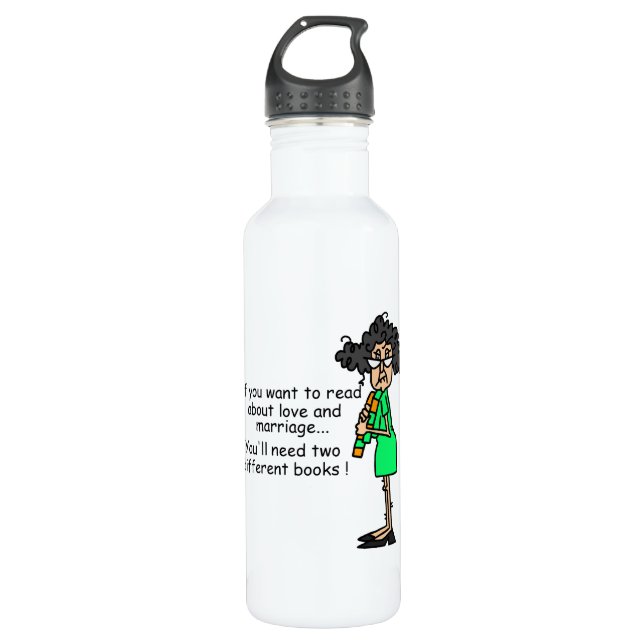 Love and Marriage Humor Water Bottle (Front)