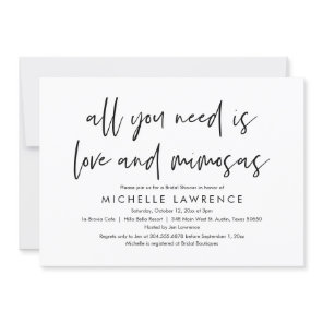 Love and Mimosas, Casual Bridal Shower Invitation