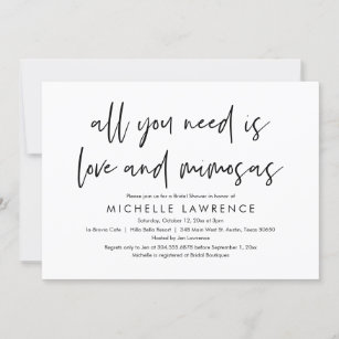 Love and Mimosas, Casual Bridal Shower Invitation