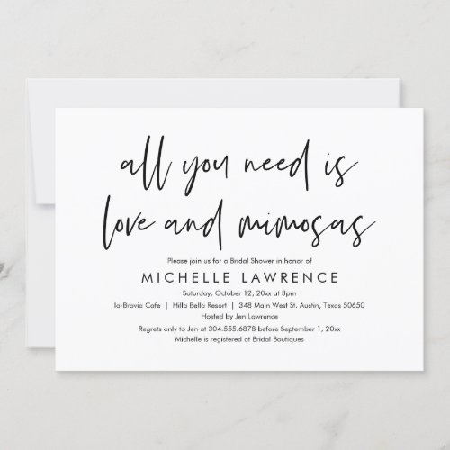 Love and Mimosas Casual Bridal Shower Invitation
