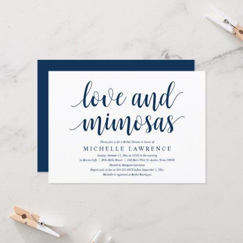 Love and mimosas Modern Bridal Shower Celebration Invitation