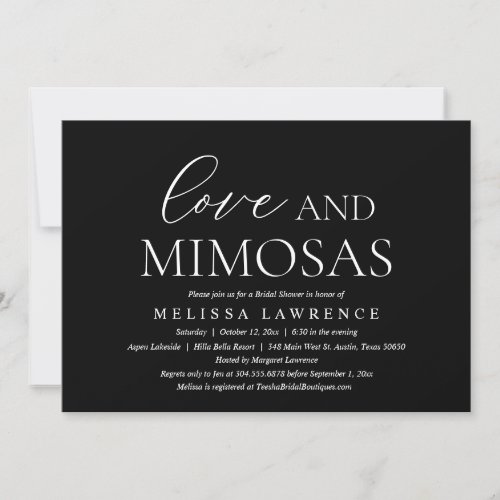 Love and Mimosas Modern Bridal Shower Party Invit Invitation