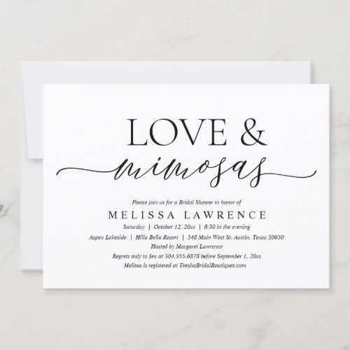 Love and Mimosas Modern Bridal Shower Party Invitation