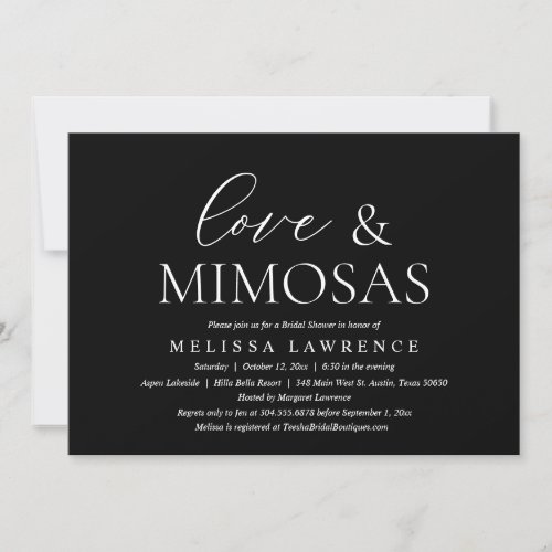 Love and Mimosas Modern Bridal Shower Party Invitation