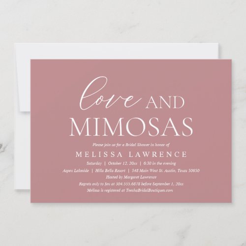 Love and Mimosas Modern Bridal Shower Party Invitation