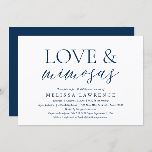 Love and Mimosas Modern Bridal Shower Party Invitation