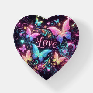 Love and Neon Butterflies and Swirls Paperweight