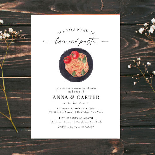 Love and Pasta Rehearsal Dinner Invitation