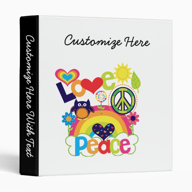 Love and Peace Baby 3 Ring Binder (Front/Spine)