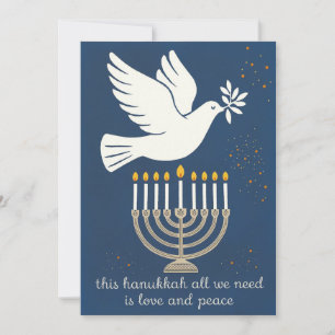 Love and Peace Classic and Elegant Custom Hanukkah Holiday Card