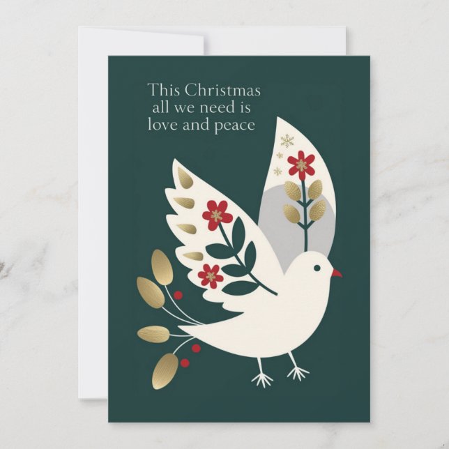 Love and Peace Elegant and stylish Christmas  Holiday Card (Front)