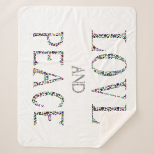 Love and Peace – Gemstone Lettering Design Sherpa Blanket
