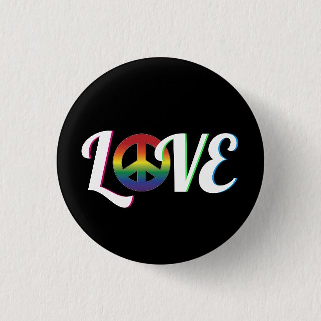 Love and Peace Hippy Retro Button (Front)