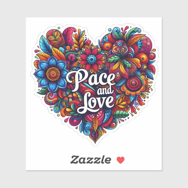 Love and Peace in Floral Art Sticker (Sheet)