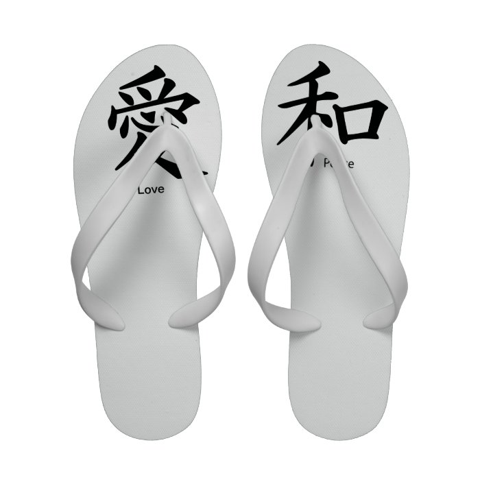 Love and Peace Kanji Flip Flops
