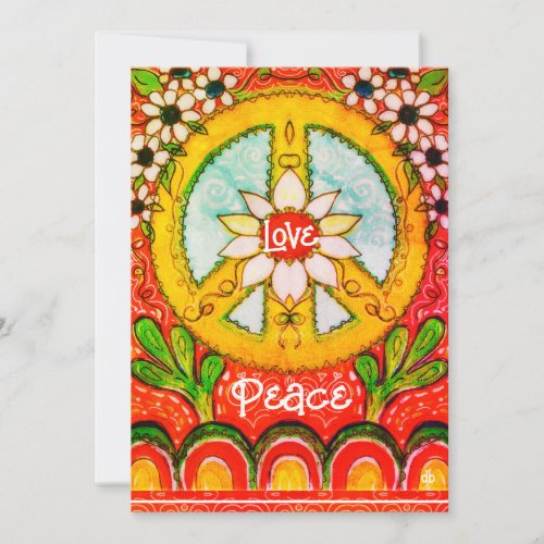Love and Peace Sign Flat Greeting Card