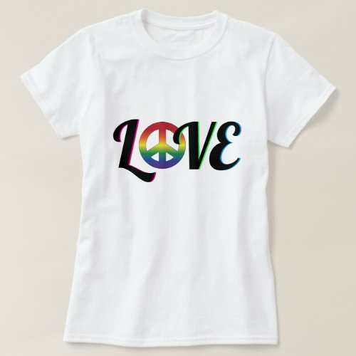 Love and Peace Symbol Hippy Retro T_Shirt