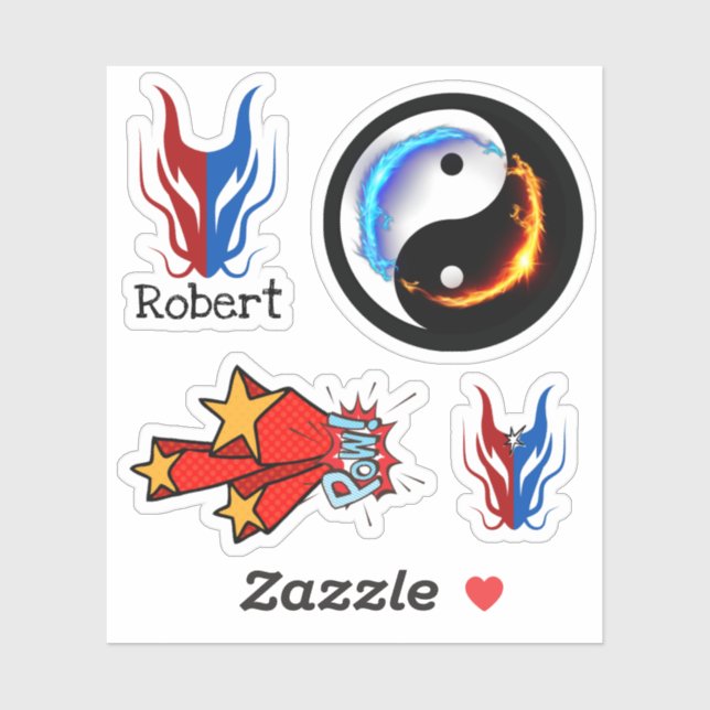 Love and Peace Yin-Yang  Sticker (Sheet)