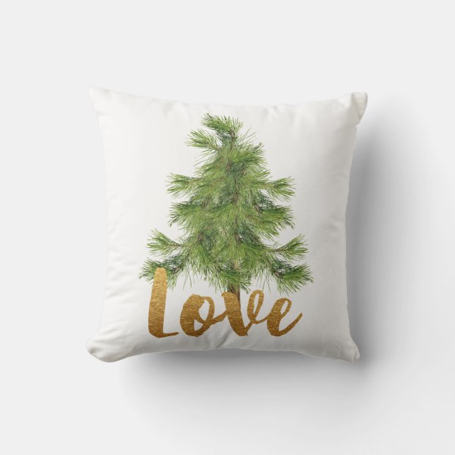 Love and Pine Tree Christmas Pillow (Front)