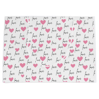 Love and Pink Hearts Large Gift Bag
