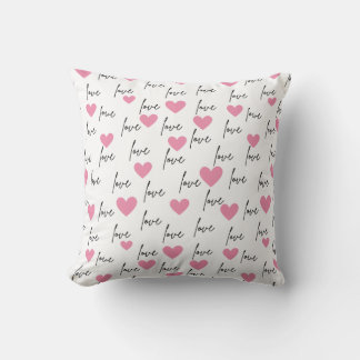 Love and Pink Hearts Throw Pillow