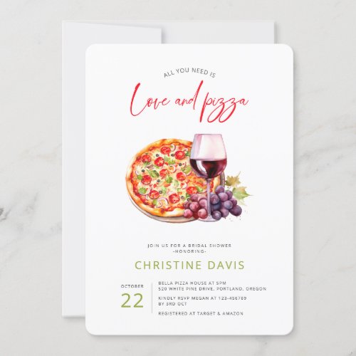 Love and Pizza Bridal Shower Invitation