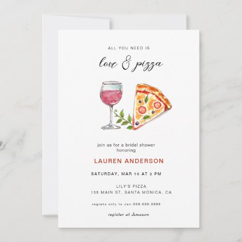 Love and Pizza Bridal Shower Invitation