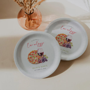 Love and Pizza Bridal Shower Paper Plates