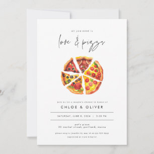 Love and Pizza Couples Shower Invite Engagement