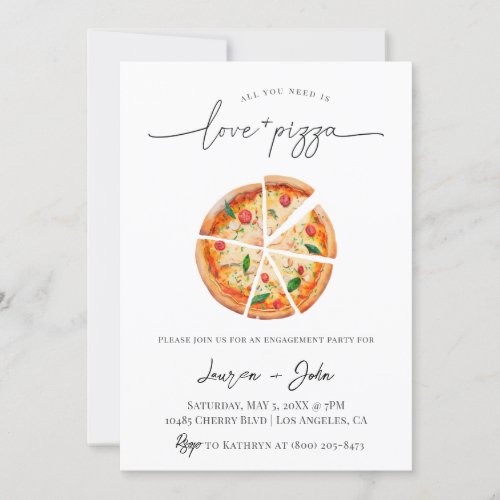 Love and Pizza Engagement Party Invitation