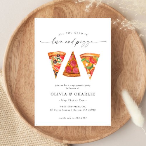 Love and Pizza Engagement Party Invitation