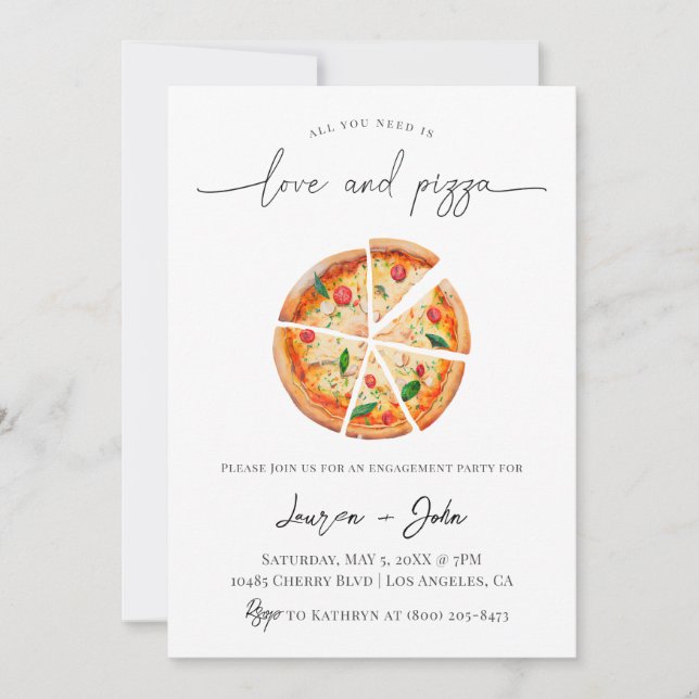 Love and Pizza Engagement Party Invitation (Front)