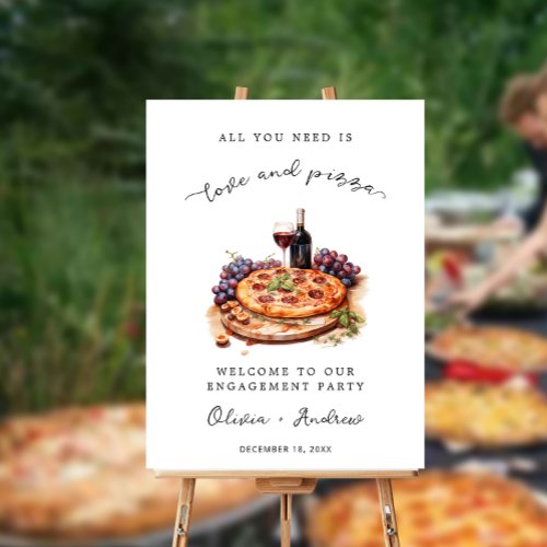 Love and Pizza Engagement Party Welcome Wedding Foam Board