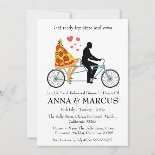 love and pizza fun rehearsal dinner invitations