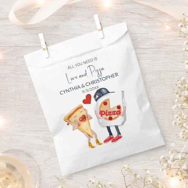Love and Pizza Funny Wedding Favor Bag (Clipped)