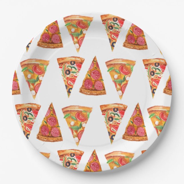 Love and Pizza Rehearsal Dinner Bridal Shower Paper Plates (Front)