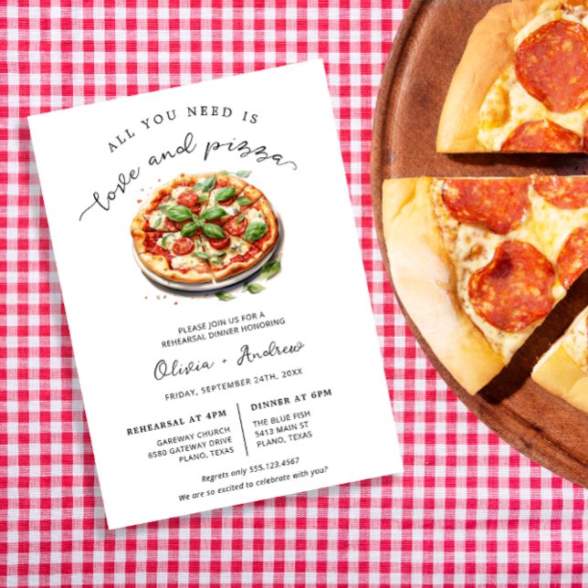 Love and Pizza Rehearsal Dinner Invitation (Creator Uploaded)