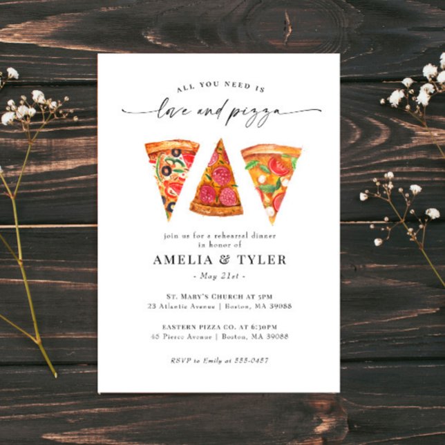 Love and Pizza Rehearsal Dinner Invitation (Creator Uploaded)