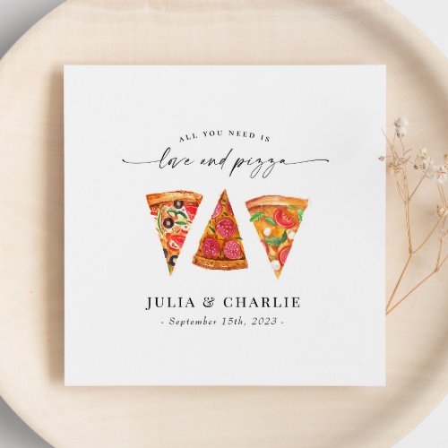 Love and Pizza Rehearsal Dinner Paper Napkin