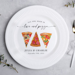 Love and Pizza Rehearsal Dinner Paper Plates