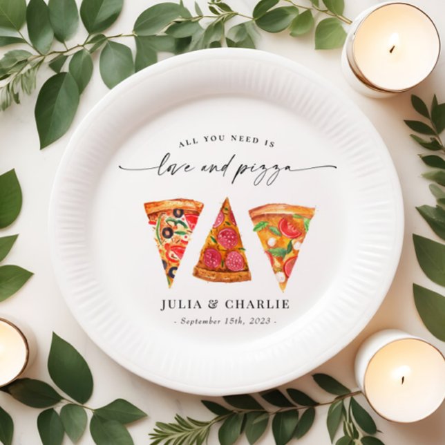 Love and Pizza Rehearsal Dinner Paper Plates (Creator Uploaded)