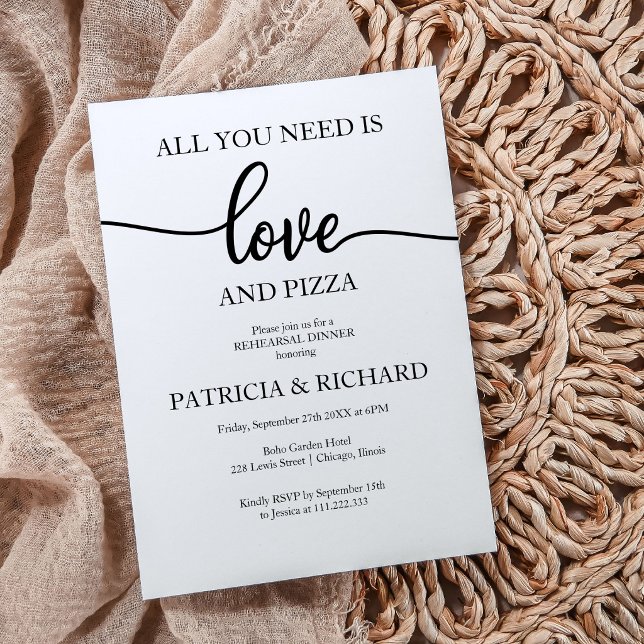 Love and Pizza Rehearsal Dinner Wedding Invite (Creator Uploaded)