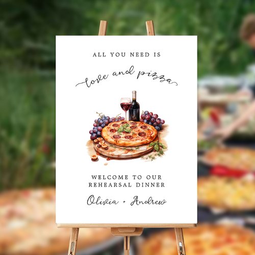 Love and Pizza Rehearsal Dinner Welcome Foam Board