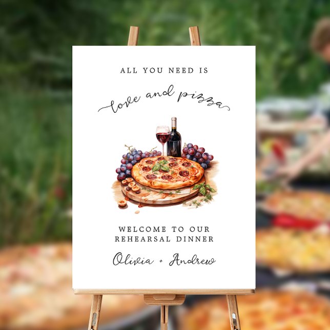 Love and Pizza Rehearsal Dinner Welcome Foam Board (Creator Uploaded)