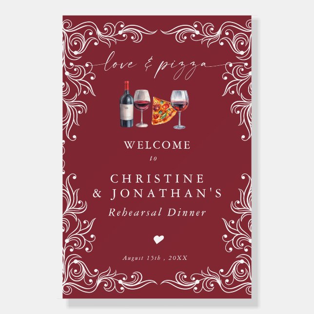 Love and Pizza | Rehearsal Dinner Welcome Sign (Front)
