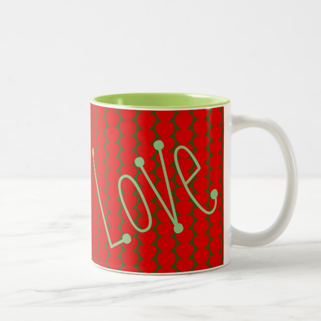 Love and red hearts Two-Tone coffee mug (Right)