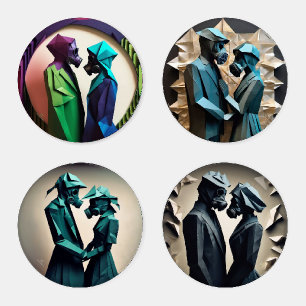 LOVE AND RESISTANCE Origami Set of 4 Coasters