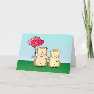 Love and Romance - Cute Hedgehog couple with heart Card